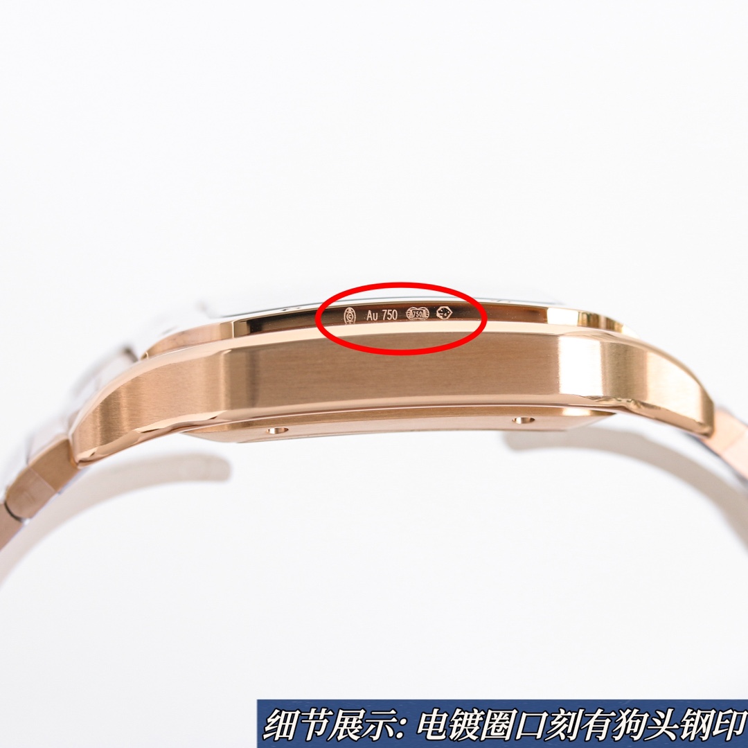 BVF Super Clone Santos Medium Size | Rose Gold Case | White Dial & Steel Strap