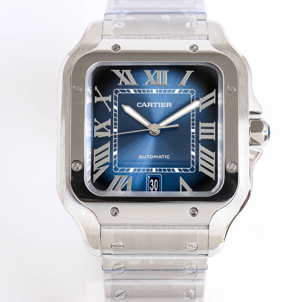 BVF Super Clone Santos Two Size | Silver Case | Blue Dial & Steel Strap