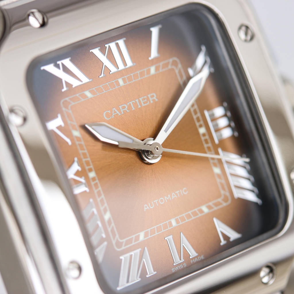 BVF Super Clone Santos Two Size | Silver Case | Brown Dial & Steel Strap