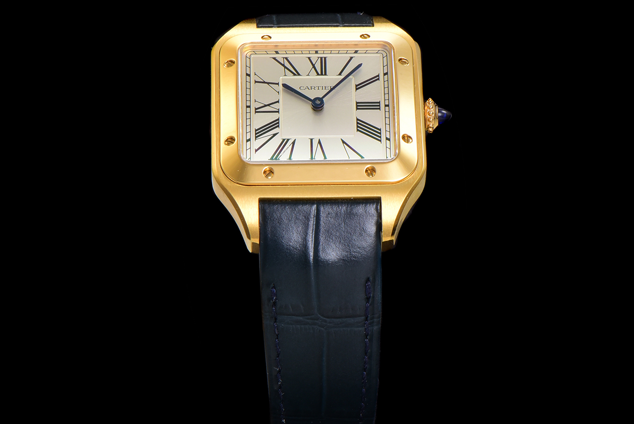 Super Clone | F1 Factory Santos-Dumont Replica | Gold Color Case | Dark Blue Strap | All Sizes