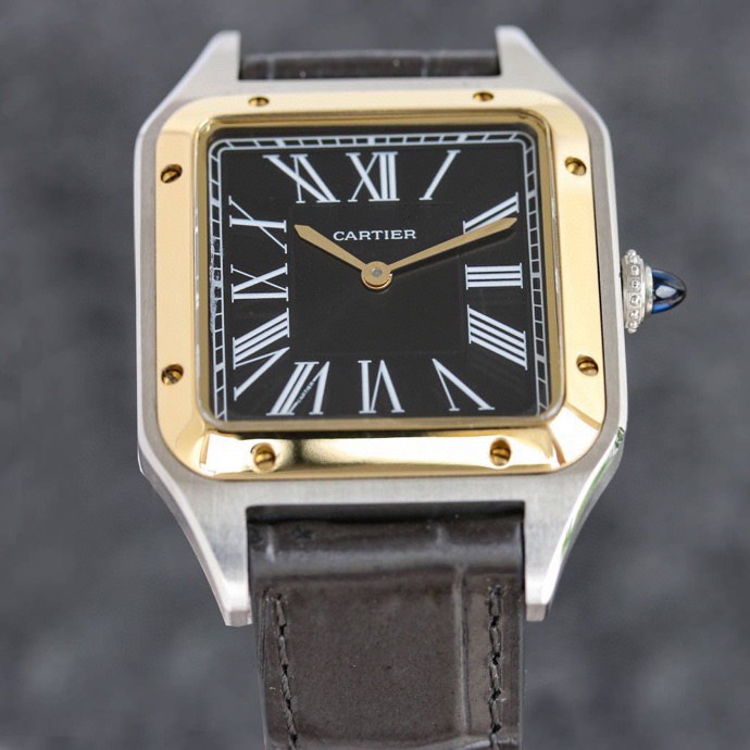 Super Clone | F1 Factory Santos-Dumont Watch All Sizes Model Two-Tone Case Black Dial Black Strap