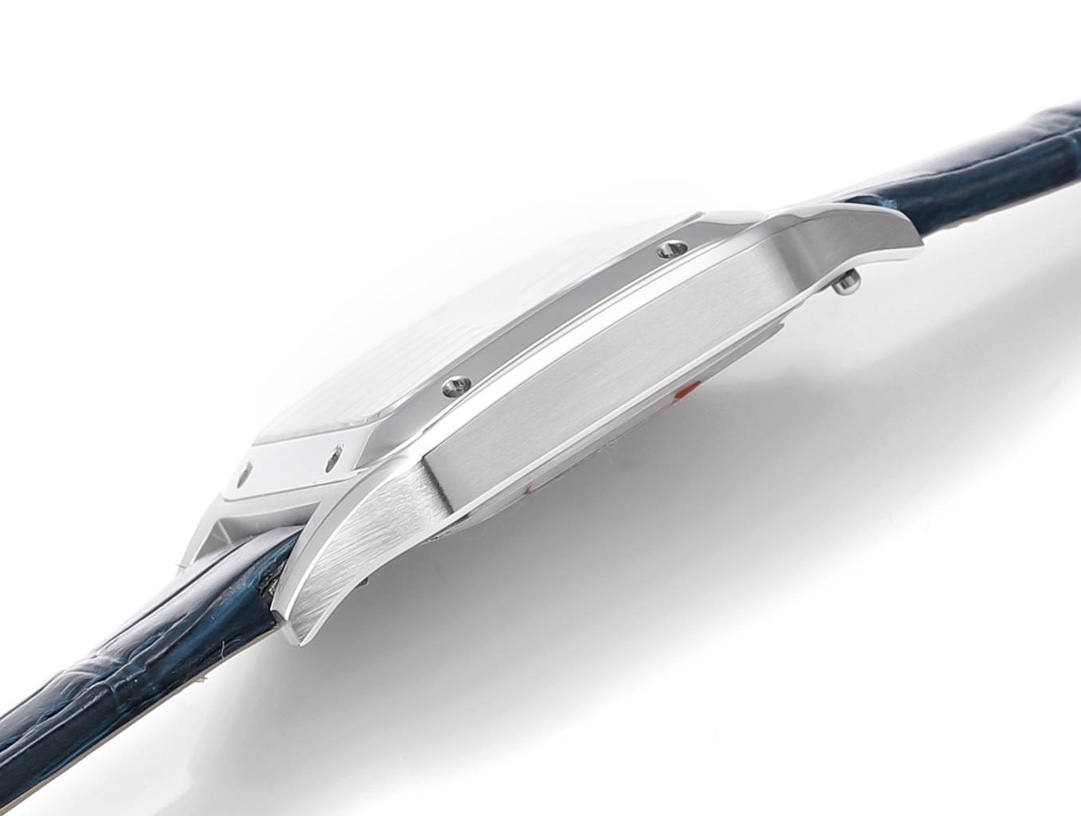 Super Clone | RO Factory Ladies Santos-Dumont Watch Small Model Steel Case Blue Strap