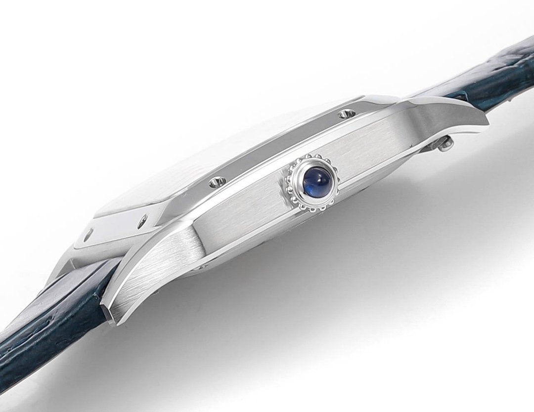 Super Clone | RO Factory Ladies Santos-Dumont Watch Small Model Steel Case Blue Strap