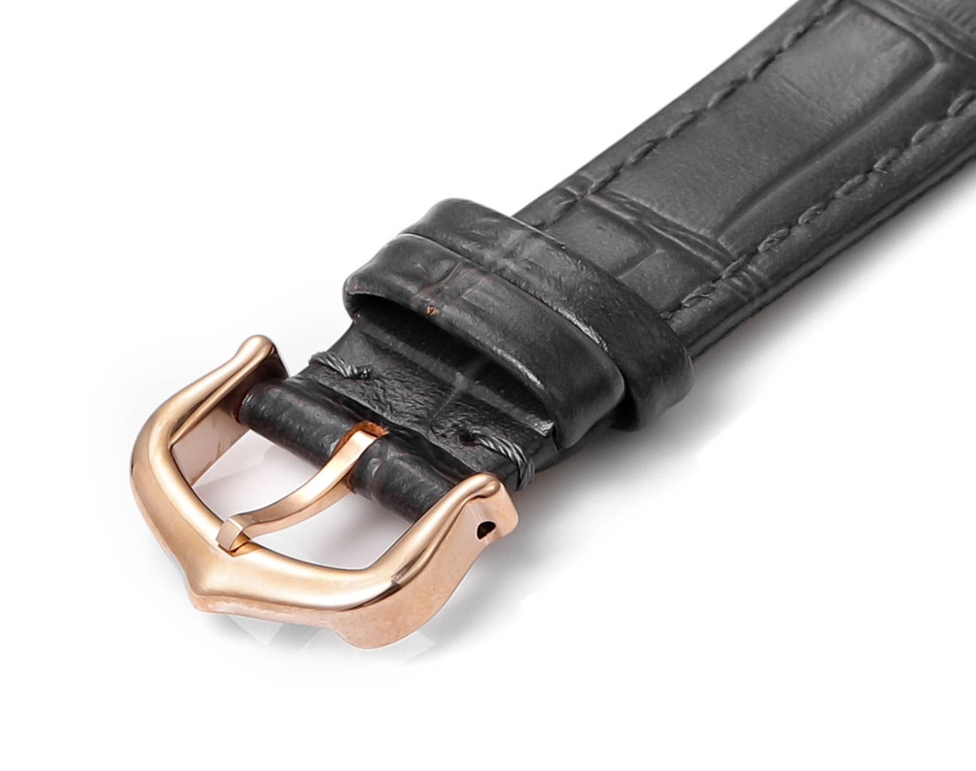 Super Clone | RO Factory Santos-Dumont Watch Small Model Rose Gold Case Black Strap