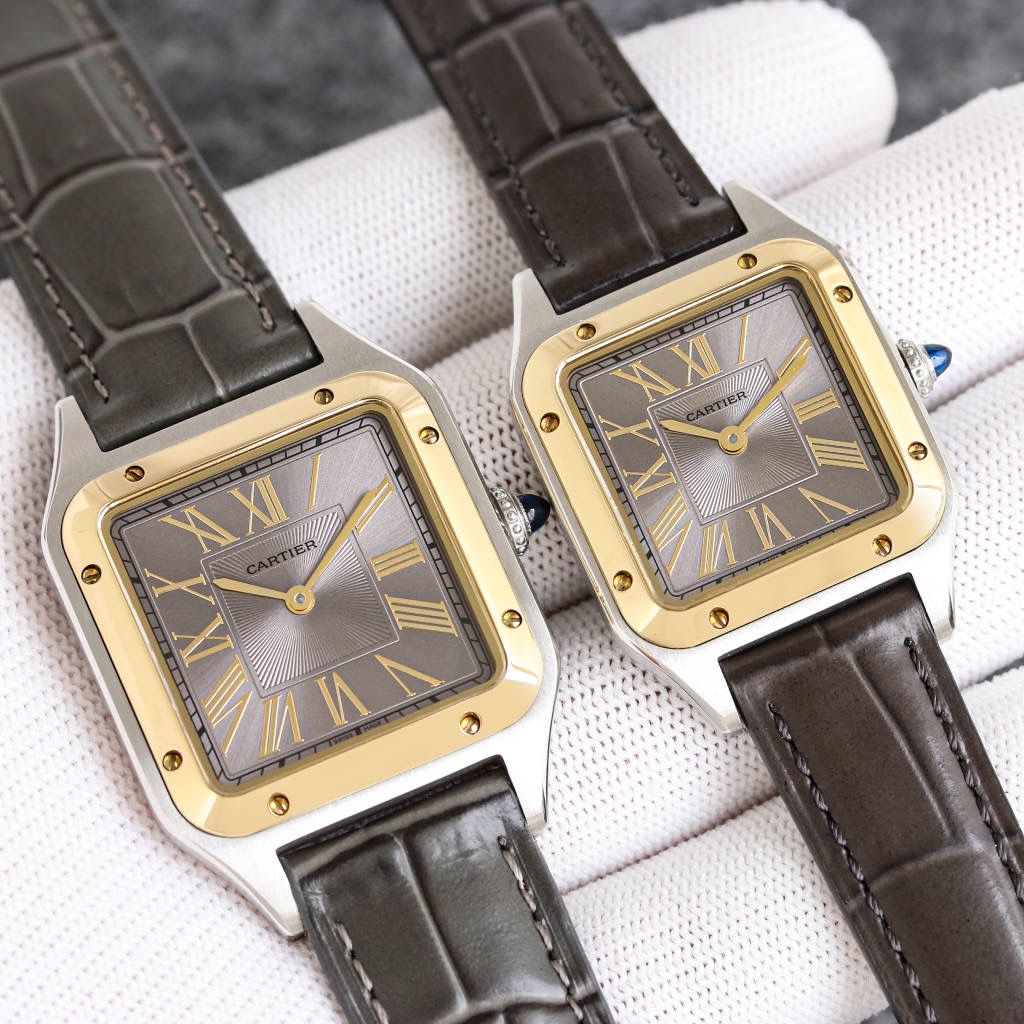 Super Clone | F1 Factory Santos-Dumont Watch All Sizes Model Two-Tone Case Brown Dial Brown Strap