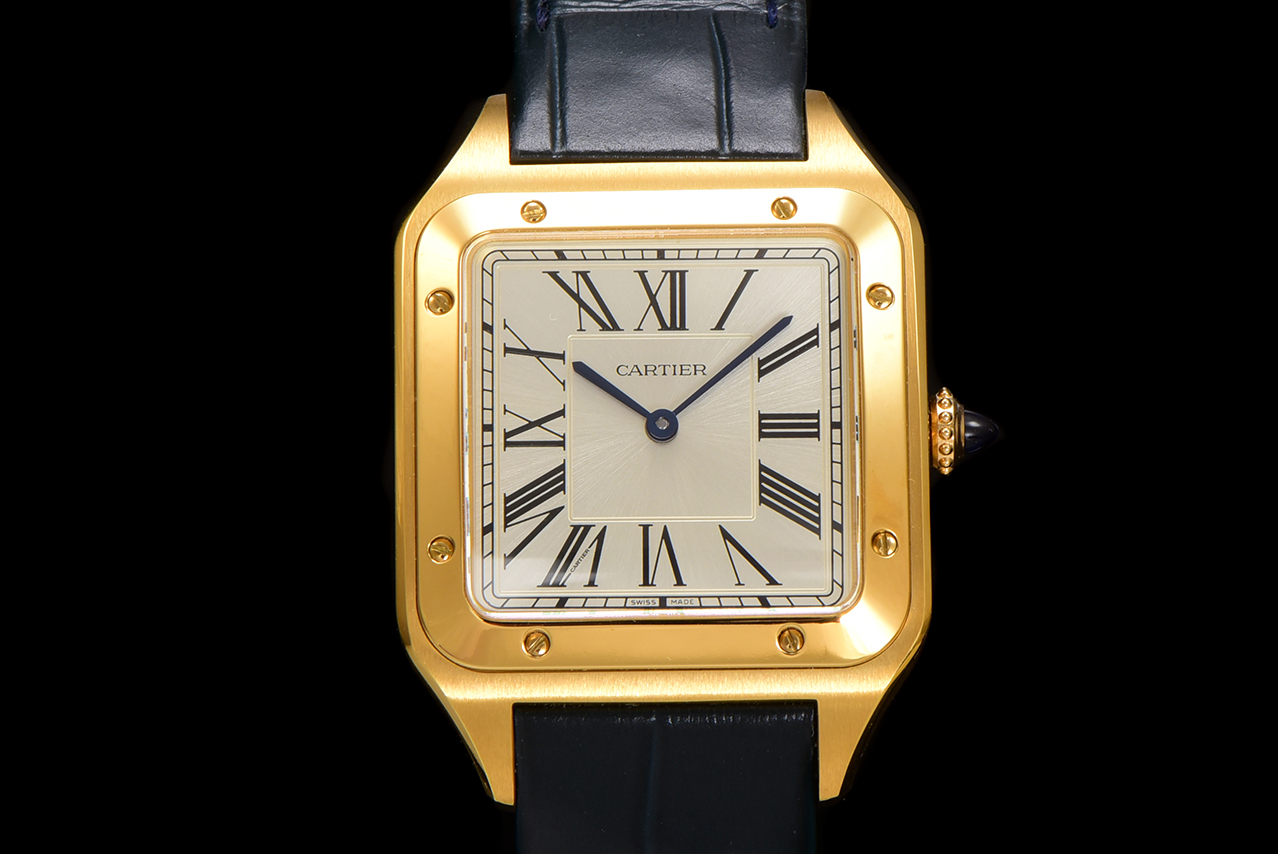 Super Clone | F1 Factory Santos-Dumont Replica | Gold Color Case | Dark Blue Strap | All Sizes