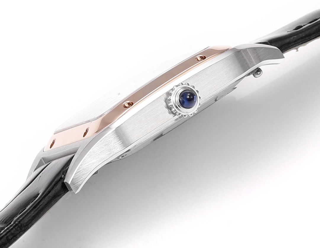 Super Clone | RO Factory Santos-Dumont Watch Small Model Two-Tone Case Black Strap