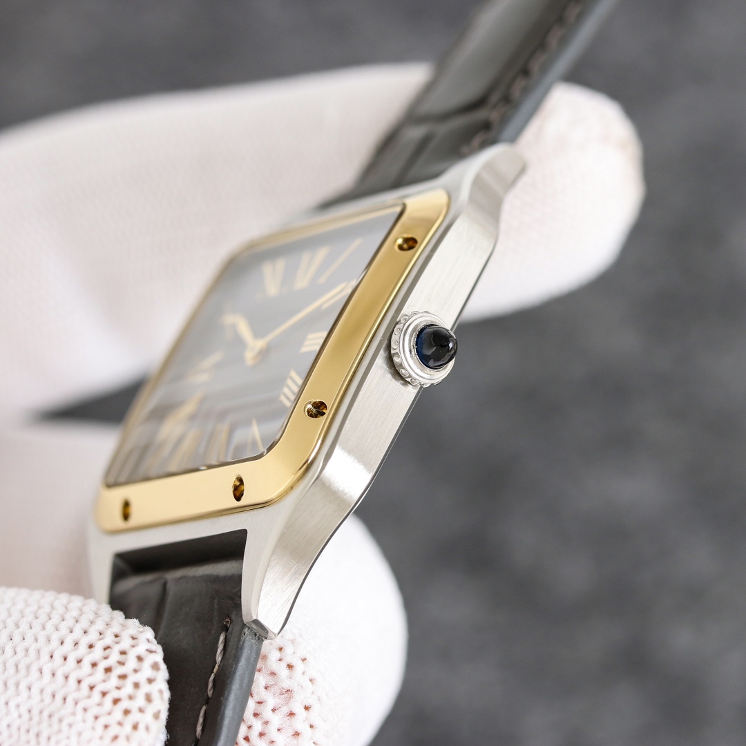 Super Clone | F1 Factory Santos-Dumont Watch All Sizes Model Two-Tone Case Brown Dial Brown Strap