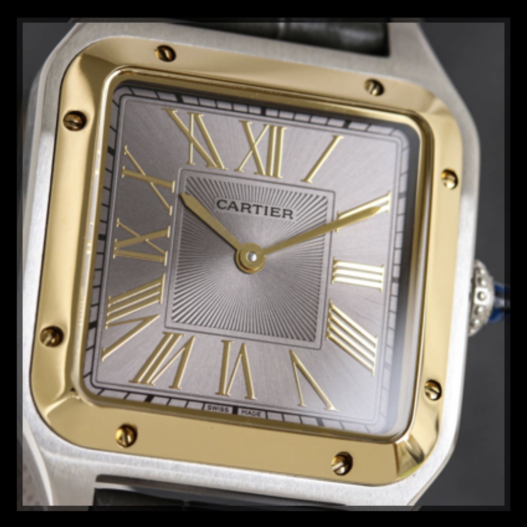 Super Clone | F1 Factory Santos-Dumont Watch All Sizes Model Two-Tone Case Brown Dial Brown Strap