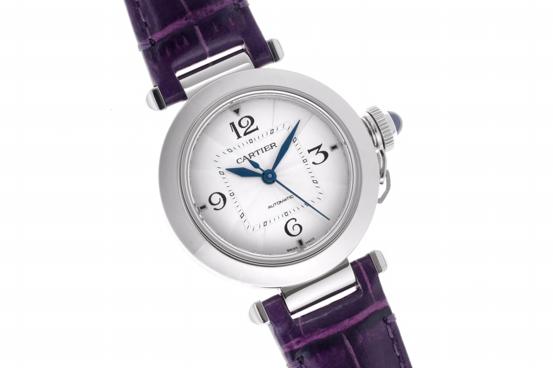 Super Clone | BV Factory Pasha Watch 35mm Model Steel Case Purple Leather Strap