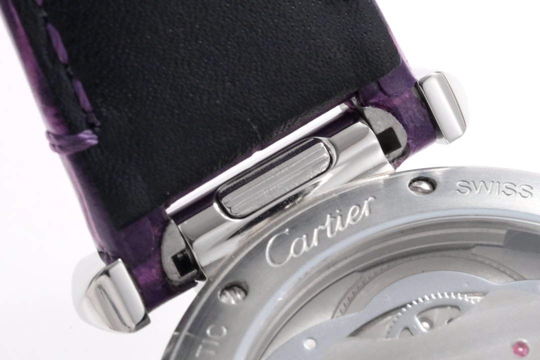 Super Clone | BV Factory Pasha Watch 35mm Model Steel Case Purple Leather Strap