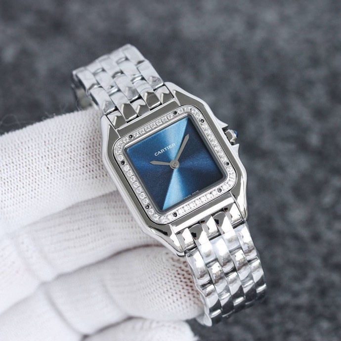 Super Clone | AF Factory Panthère Watch All Sizes Model Steel Diamond Bezel Blue Dial