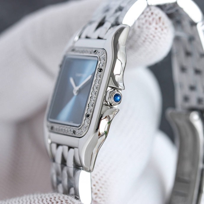 Super Clone | AF Factory Panthère Watch All Sizes Model Steel Diamond Bezel Blue Dial