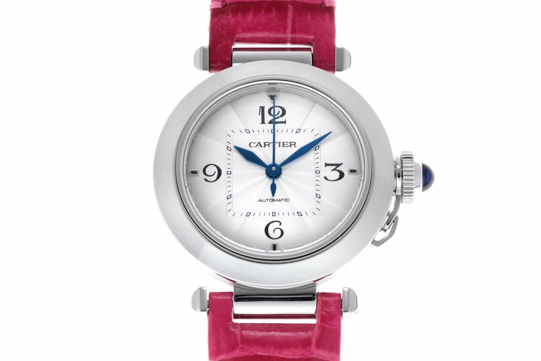 Super Clone | BV Factory Pasha Watch 35mm Model Steel Case Red Leather Strap