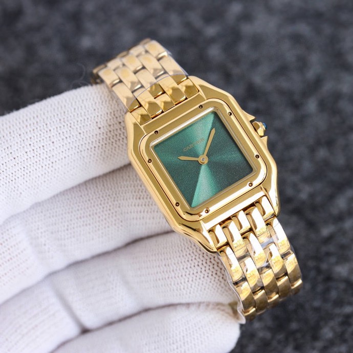 Super Clone | AF Factory Panthère Watch All Sizes Model Yellow Gold Diamond Bezel Green Dial