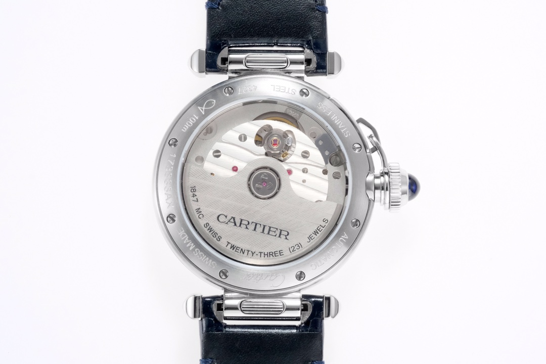 Super Clone | BV Factory Pasha Watch 35mm Model Steel Case Blue Leather Strap