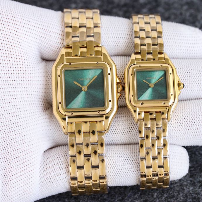 Super Clone | AF Factory Panthère Watch All Sizes Model Yellow Gold Diamond Bezel Green Dial