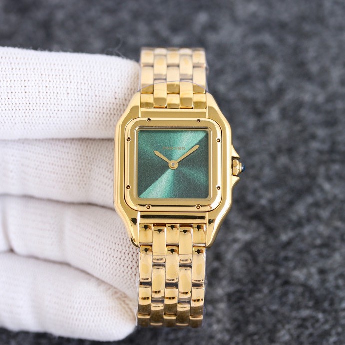 Super Clone | AF Factory Panthère Watch All Sizes Model Yellow Gold Diamond Bezel Green Dial