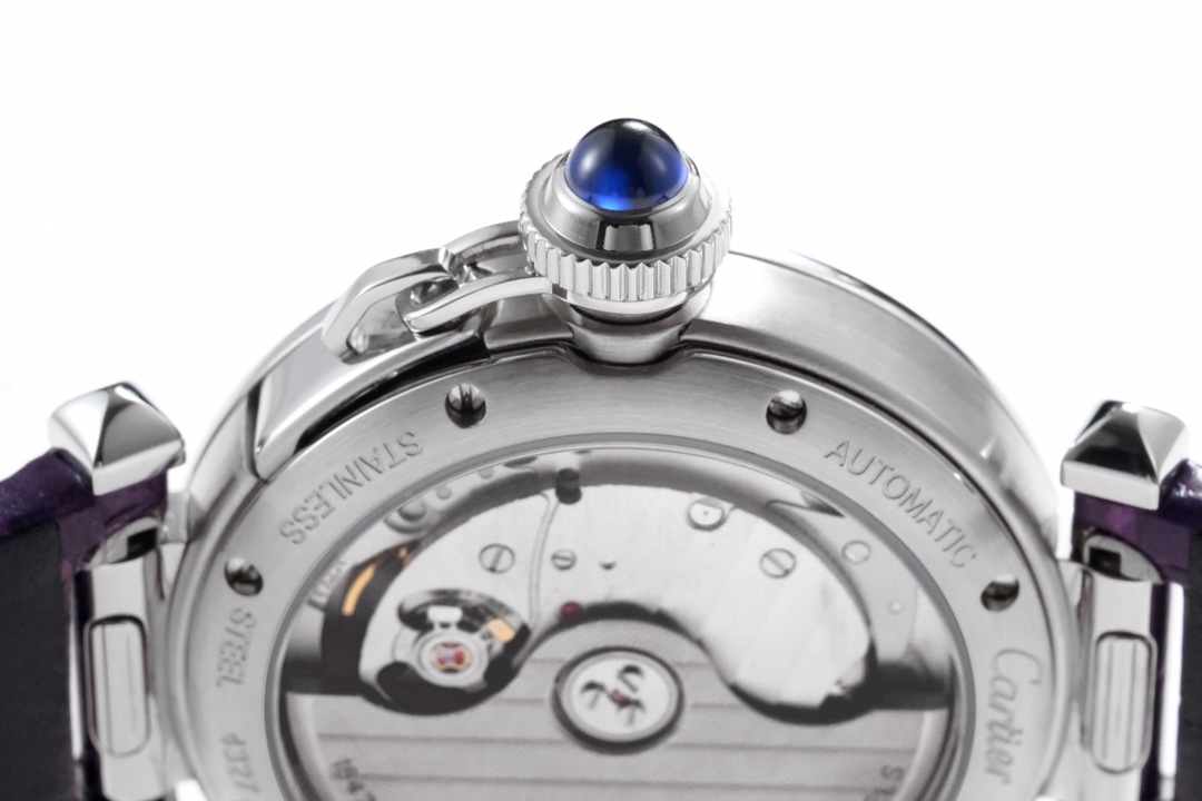 Super Clone | BV Factory Pasha Watch 35mm Model Steel Case Purple Leather Strap