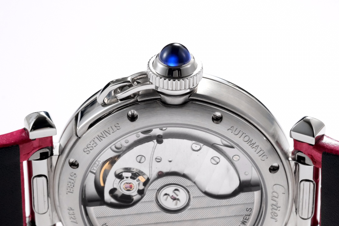 Super Clone | BV Factory Pasha Watch 35mm Model Steel Case Red Leather Strap