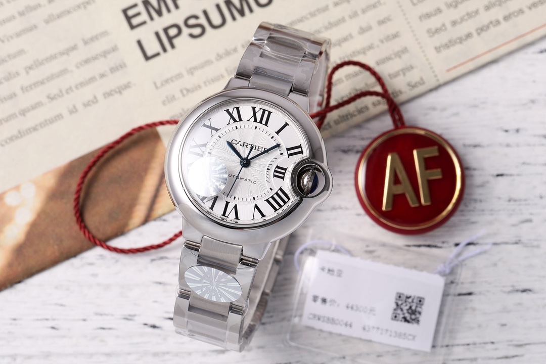 AF Factory Ballon Bleu Watch 33mm Silver Case Silver Bracelet (Multiple Dial Options)