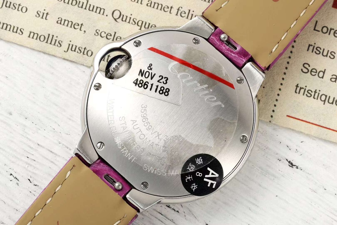 AF Factory Ballon Bleu Watch 33mm Silver Case Silver Dial Purple Leather Strap