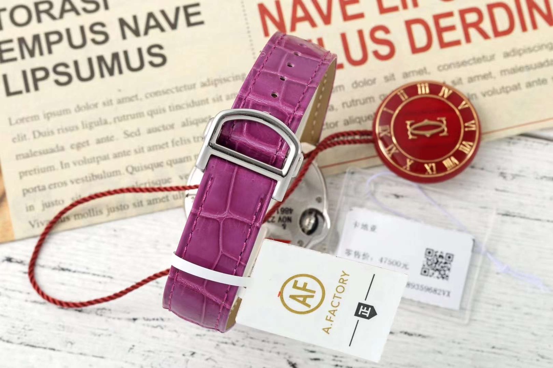 AF Factory Ballon Bleu Watch 33mm Silver Case Silver Dial Purple Leather Strap