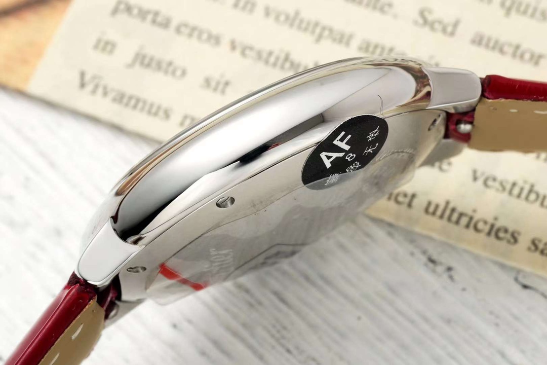 AF Factory Ballon Bleu Watch 33mm Silver Case Silver Dial Dark Red Leather Strap