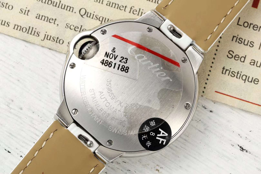 AF Factory Ballon Bleu Watch 33mm Silver Case Silver Dial White Leather Strap