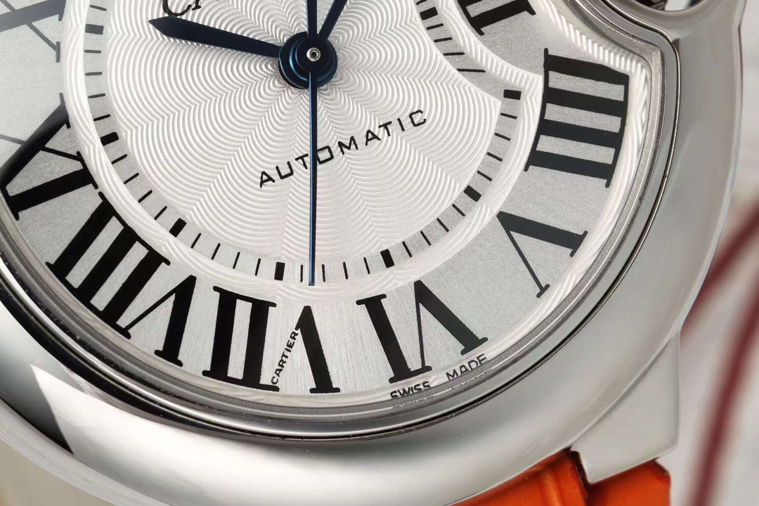 AF Factory Ballon Bleu Watch 33mm Silver Case White Dial Orange Leather Strap
