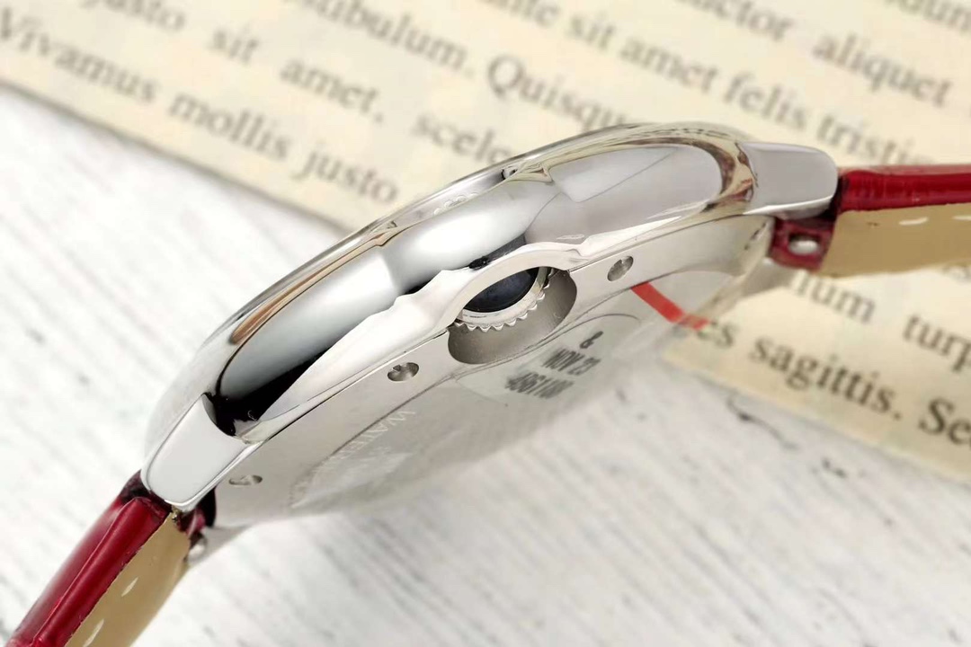 AF Factory Ballon Bleu Watch 33mm Silver Case Silver Dial Dark Red Leather Strap