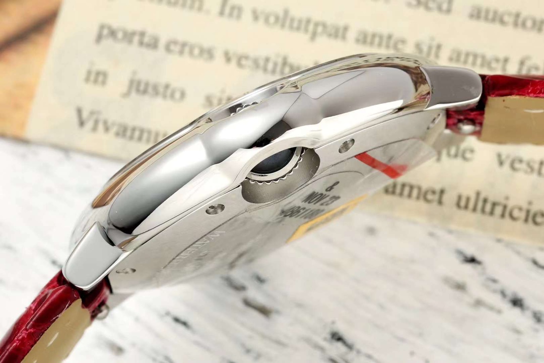 AF Factory Ballon Bleu Watch 33mm Silver Case Silver Dial Burgundy Leather Strap