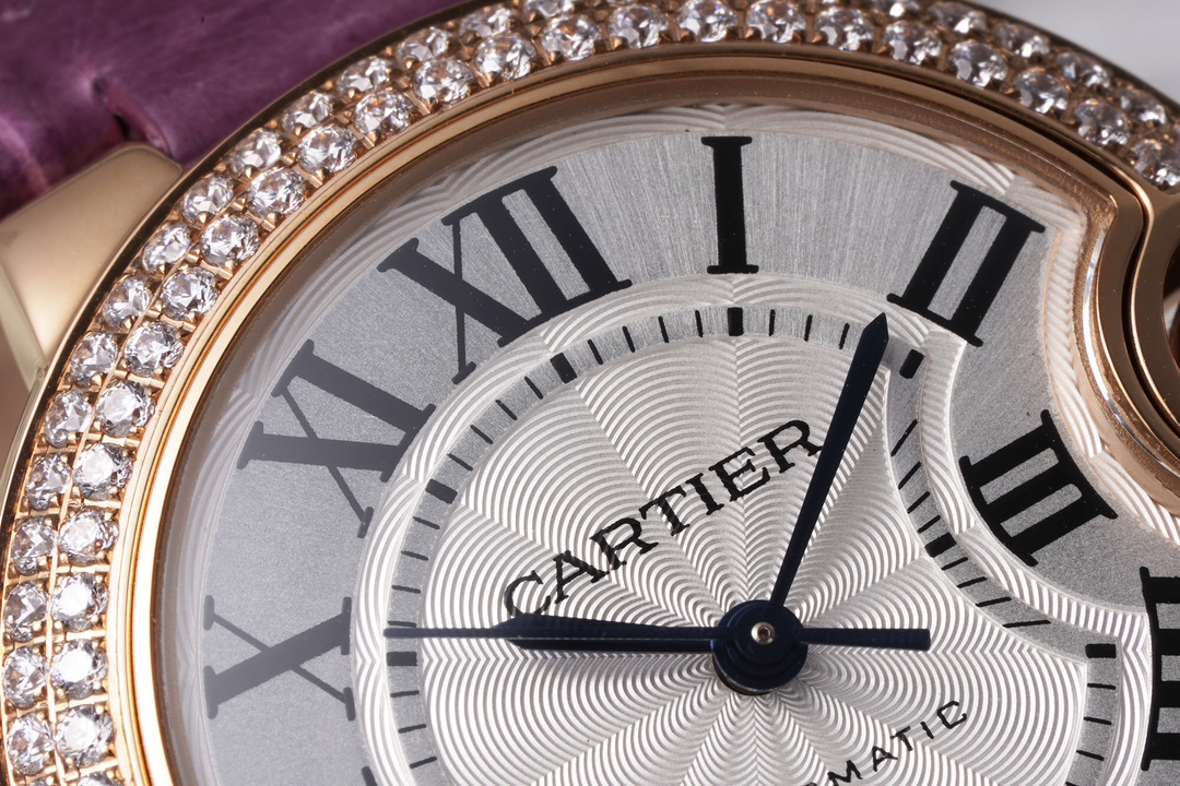 AF Factory Ballon Bleu Watch 33mm Rose Gold Diamond Case Purple Leather Strap