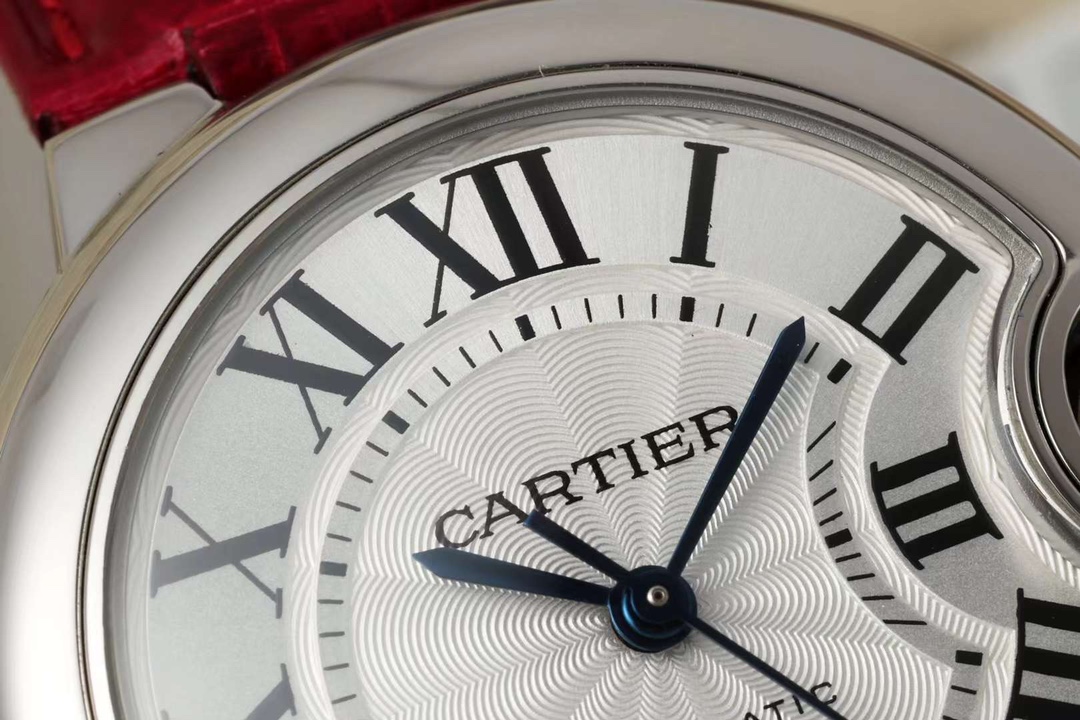 AF Factory Ballon Bleu Watch 33mm Silver Case Silver Dial Dark Red Leather Strap