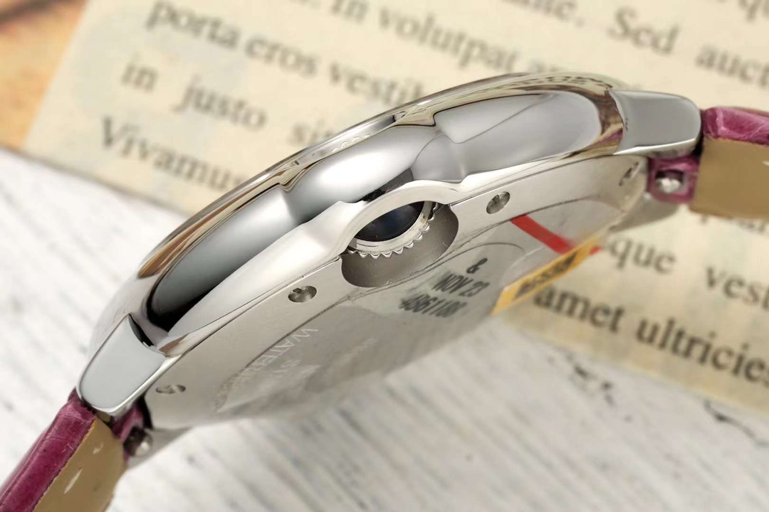 AF Factory Ballon Bleu Watch 33mm Silver Case Silver Dial Rose Red Leather Strap