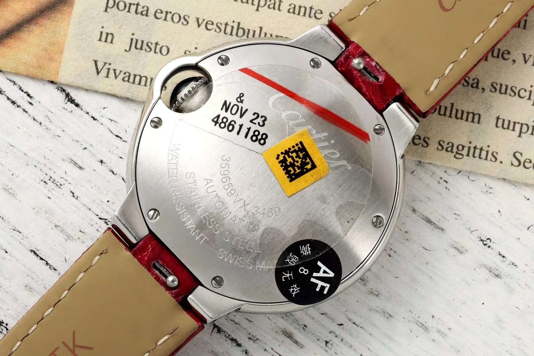 AF Factory Ballon Bleu Watch 33mm Silver Case Silver Dial Burgundy Leather Strap