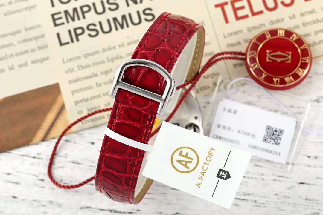 AF Factory Ballon Bleu Watch 33mm Silver Case Silver Dial Burgundy Leather Strap