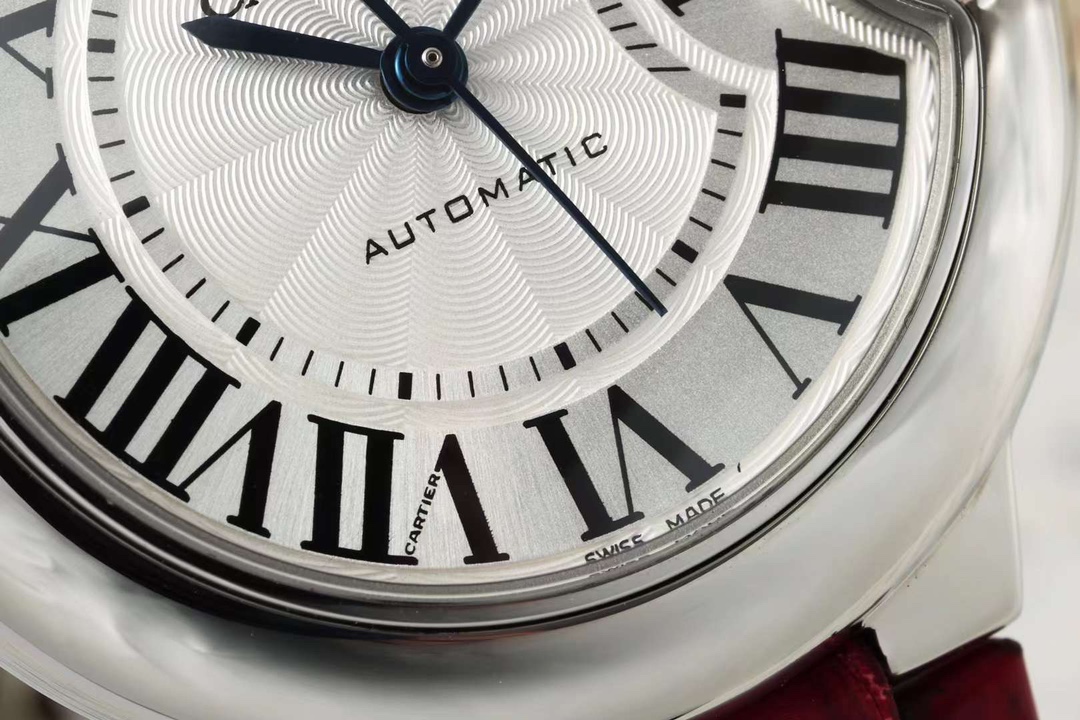 AF Factory Ballon Bleu Watch 33mm Silver Case Silver Dial Burgundy Leather Strap