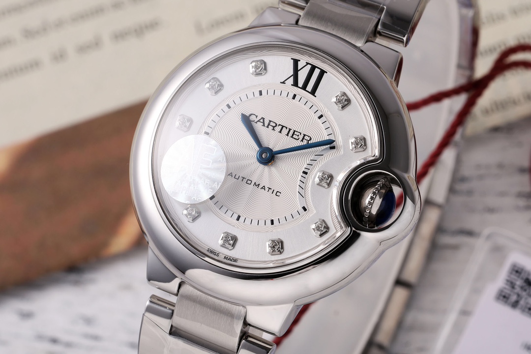 AF Factory Ballon Bleu Watch 33mm Silver Case Silver Bracelet Diamond Dial