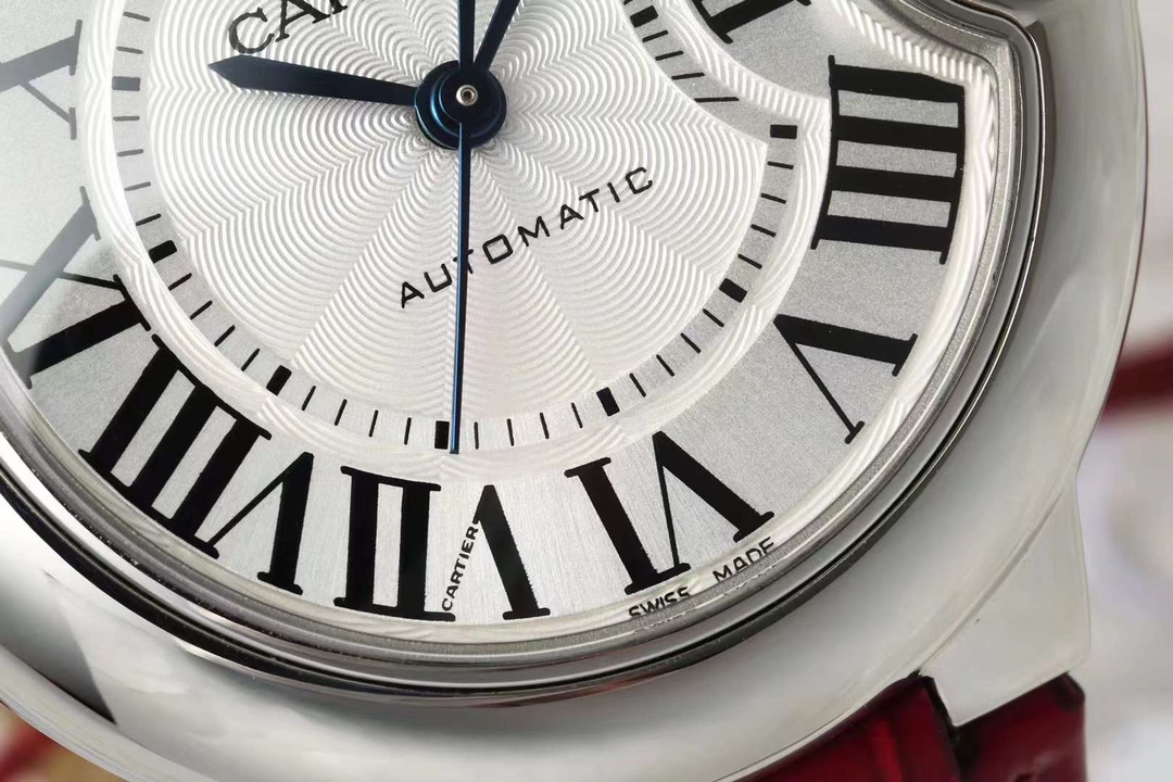 AF Factory Ballon Bleu Watch 33mm Silver Case Silver Dial Dark Red Leather Strap