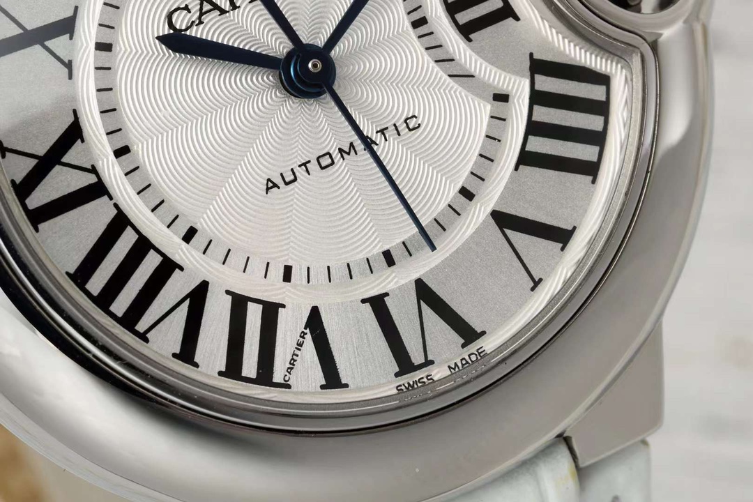 AF Factory Ballon Bleu Watch 33mm Silver Case Silver Dial White Leather Strap