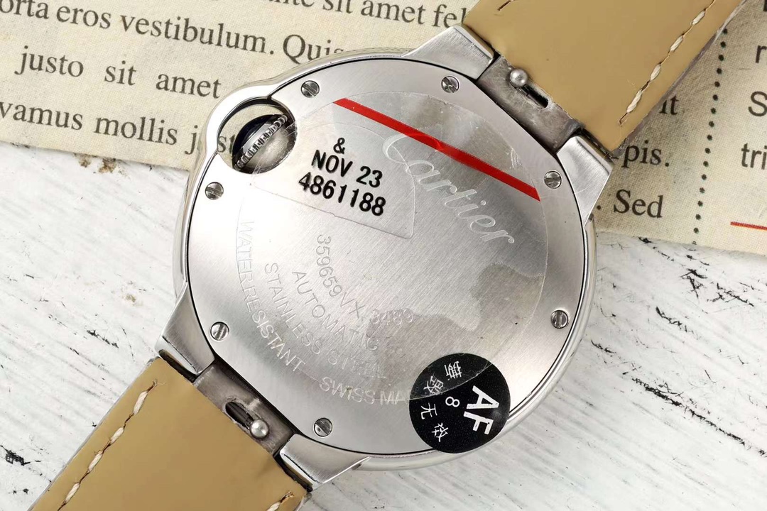 AF Factory Ballon Bleu Watch 33mm Silver Case Silver Dial Grey Leather Strap