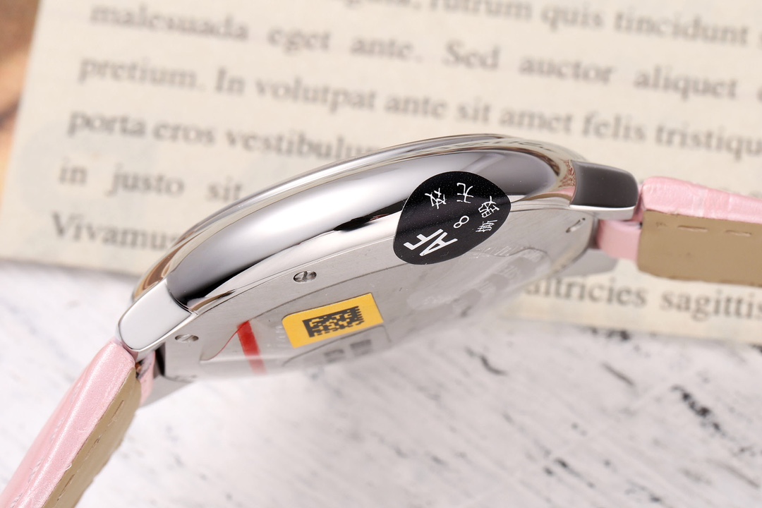 AF Factory Ballon Bleu Watch 33mm Silver Case Pink Dial Pink Leather Strap