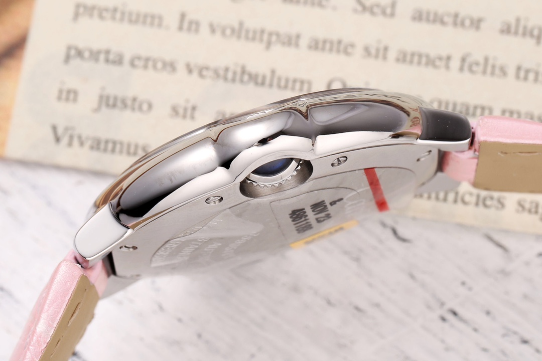 AF Factory Ballon Bleu Watch 33mm Silver Case Pink Dial Pink Leather Strap