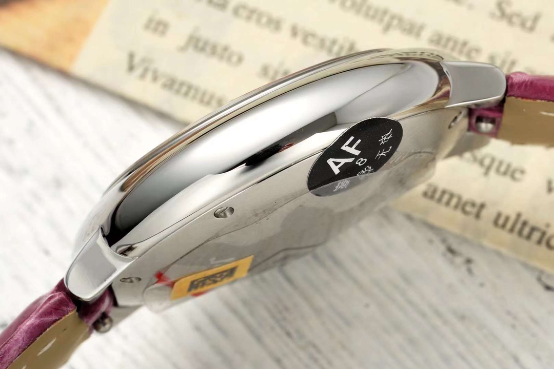 AF Factory Ballon Bleu Watch 33mm Silver Case Silver Dial Rose Red Leather Strap