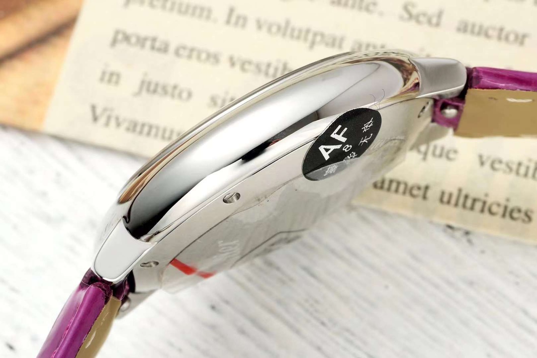 AF Factory Ballon Bleu Watch 33mm Silver Case Silver Dial Purple Leather Strap