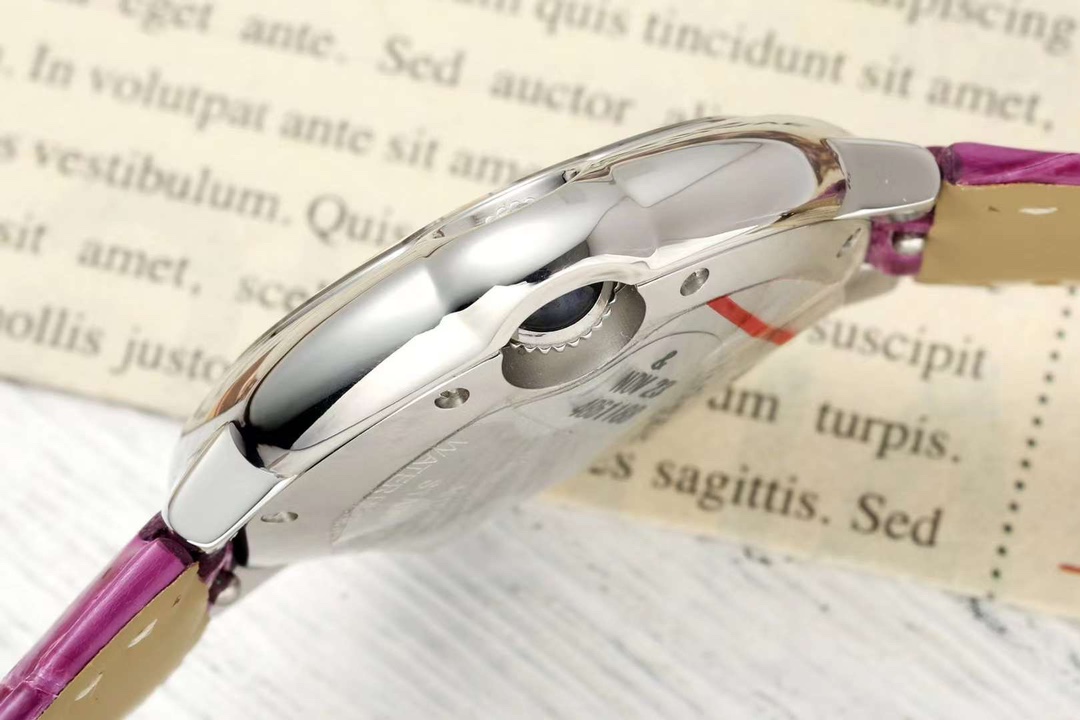 AF Factory Ballon Bleu Watch 33mm Silver Case Silver Dial Purple Leather Strap