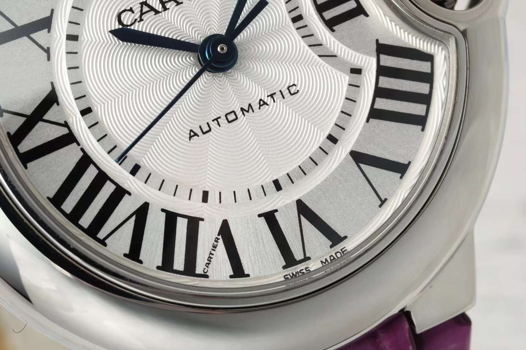 AF Factory Ballon Bleu Watch 33mm Silver Case Silver Dial Purple Leather Strap