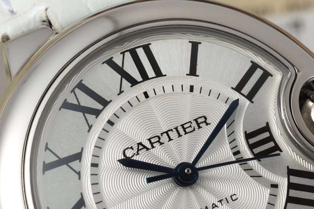 AF Factory Ballon Bleu Watch 33mm Silver Case Silver Dial White Leather Strap