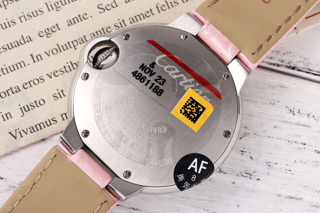 AF Factory Ballon Bleu Watch 33mm Silver Case Pink Dial Pink Leather Strap
